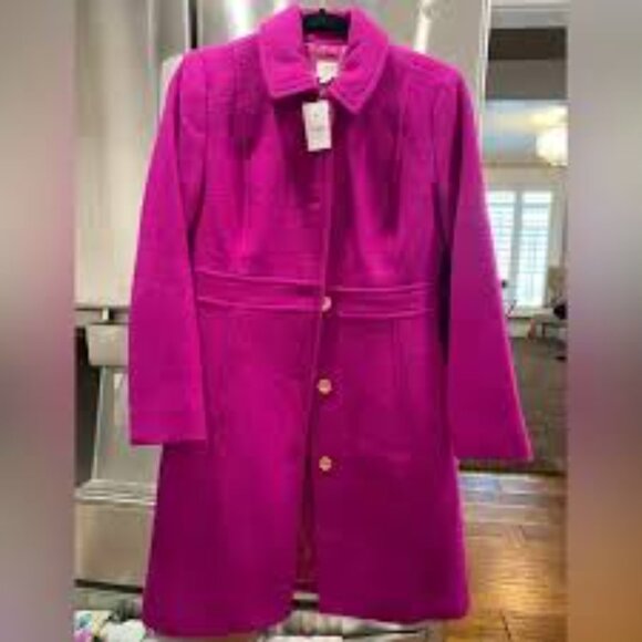 NWT J Crew Factory Lady Day Plum Purple Pink  Classic Wool Coat in Size 4 - Picture 3 of 3